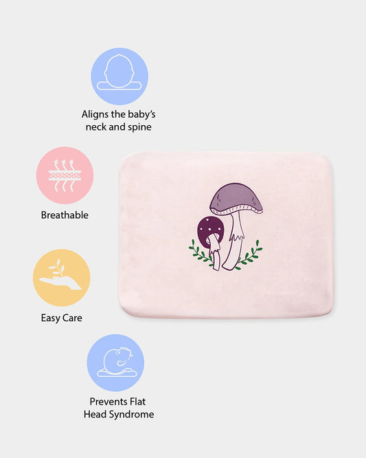 Mi Arcus Autumn Vibes Mustard Seeds Pillow-Pink-100% Cotton-For Infants