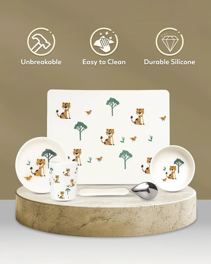 Mi Arcus Playful Charm Meal Set-5 Piece Set with 100% Food Grade Silicone-Dishwasher & Microwave Safe