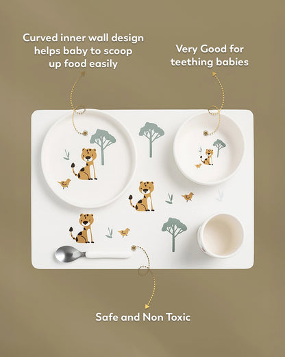Mi Arcus Playful Charm Meal Set-5 Piece Set with 100% Food Grade Silicone-Dishwasher & Microwave Safe
