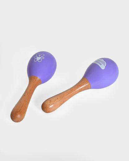 Mi Arcus Wooden Maracas Rattle Toy-Improves Auditory Stimulation-Pack of 2-For Infants