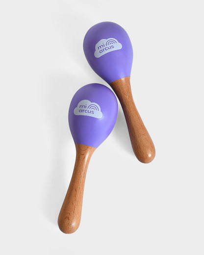 Mi Arcus Wooden Maracas Rattle Toy-Improves Auditory Stimulation-Pack of 2-For Infants