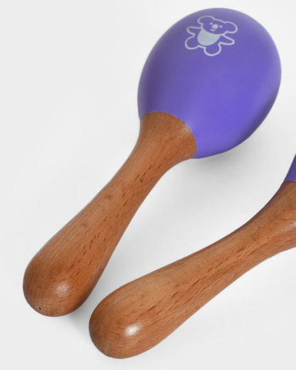 Mi Arcus Wooden Maracas Rattle Toy-Improves Auditory Stimulation-Pack of 2-For Infants