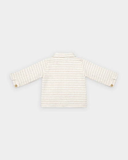 Mi Arcus White & Light Grey 3 Pc Suit-Striped-100% Cotton-For Infants