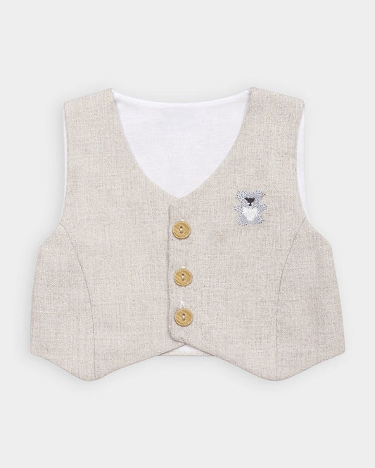 Mi Arcus White & Light Grey 3 Pc Suit-Striped-100% Cotton-For Infants