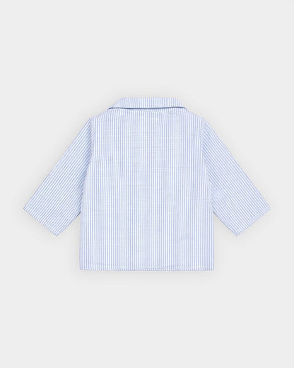 Mi Arcus White & Light Blue 3 PC Suit with Cap-Striped-100% Cotton-For Infants