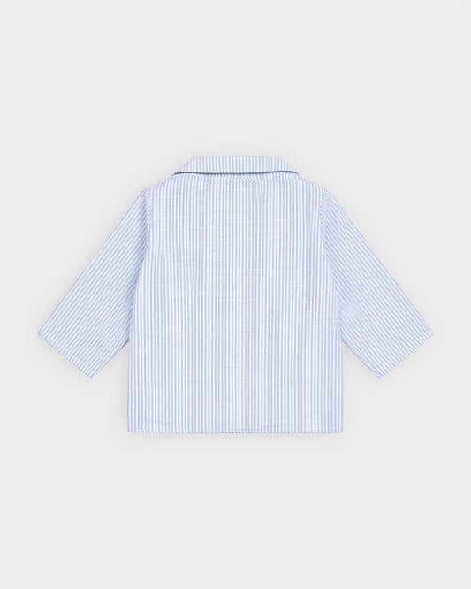 Mi Arcus White & Light Blue 3 PC Suit with Cap-Striped-100% Cotton-For Infants