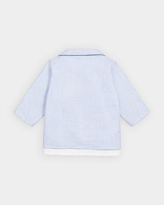 Mi Arcus White & Light Blue 3 PC Suit with Cap-Striped-100% Cotton-For Infants