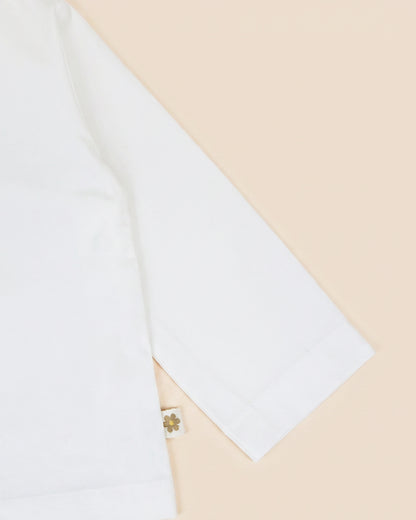 Twingle 100% Organic Cotton Jhabla-Kimono Opening for Easy Dressing-Hippo Hopper-White-For Infants