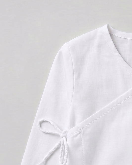 Twingle 100% Organic Cotton Jhabla-Kimono Opening for Easy Dressing-Moo Moo-White-For Infants