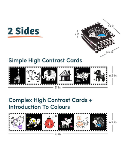 Curious Cub High Contrast Baby Cloth Book-Activates Early Brain Development-Tummy Time Toy for Newborn
