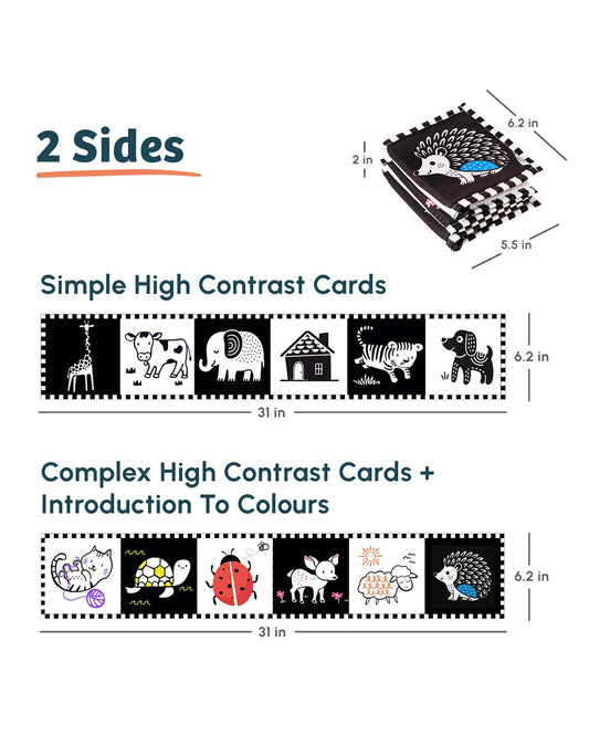 Curious Cub High Contrast Baby Cloth Book-Activates Early Brain Development-Tummy Time Toy for Newborn
