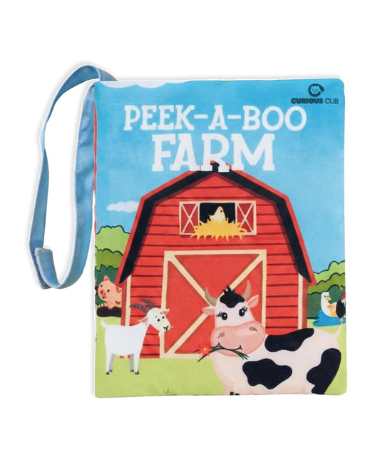 Curious Cub Peek-a-Boo Farm Cloth Book-8 Interactive Pages-Builds Early Reading Habits-Learning & Educational Toys-3M+