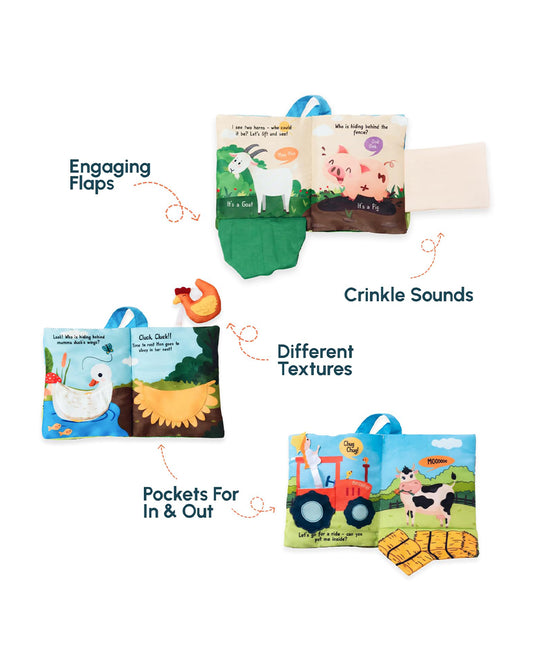 Curious Cub Peek-a-Boo Farm Cloth Book-8 Interactive Pages-Builds Early Reading Habits-Learning & Educational Toys-3M+