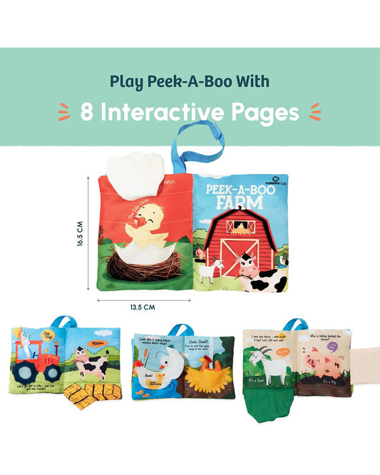 Curious Cub Peek-a-Boo Farm Cloth Book-8 Interactive Pages-Builds Early Reading Habits-Learning & Educational Toys-3M+