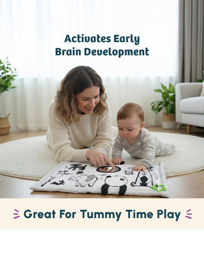Curious Cub High Contrast Sensory Cloth Playmat-11 High Contrast Animals with Easy Cot Attachment-0M+