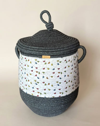 nobbys Multipurpose Toy Basket-with Lid and Handles-for Clothes & Toys-Sturdy & Durable-Cars