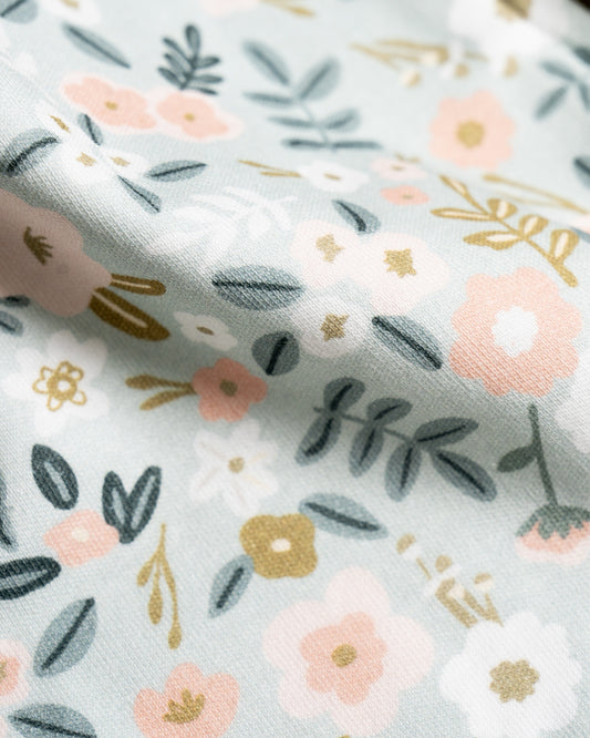 Twingle 100% Organic Cotton Sleepsuit-Zip Guard to Protect Baby's Chin & Neck-Two Way Zipper for Easy Diaper Change-Inbuilt Booties & Mittens-Long Sleeves-Flora Bloom-Multicolor-For Infants