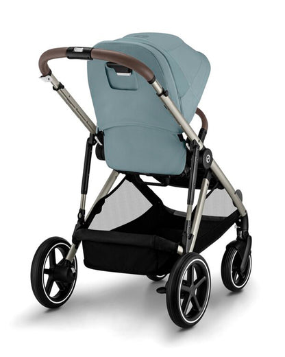 Cybex Gazelle S Stroller-Converts to Double Stroller-Height Adjustable Parent Handle Bar-Reversible & Flat Reclining Seat-With Free Extra Storage Basket-2 Years Warranty-For 0 to 4Y (Upto 22 Kg)-Taupe Frame & Stormy Blue Seat