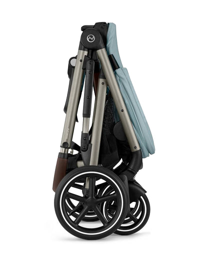 Cybex Gazelle S Stroller-Converts to Double Stroller-Height Adjustable Parent Handle Bar-Reversible & Flat Reclining Seat-With Free Extra Storage Basket-2 Years Warranty-For 0 to 4Y (Upto 22 Kg)-Taupe Frame & Stormy Blue Seat