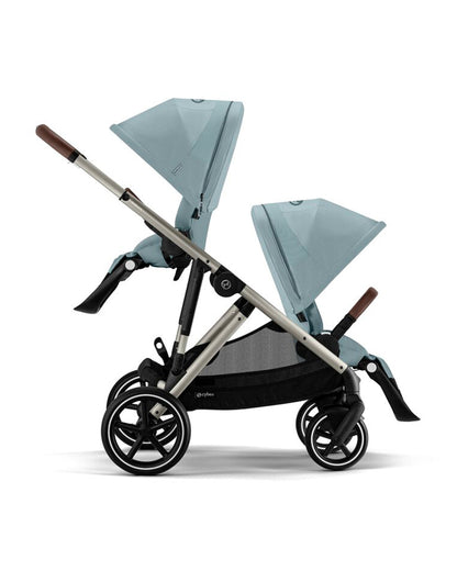 Cybex Gazelle S Stroller-Converts to Double Stroller-Height Adjustable Parent Handle Bar-Reversible & Flat Reclining Seat-With Free Extra Storage Basket-2 Years Warranty-For 0 to 4Y (Upto 22 Kg)-Taupe Frame & Stormy Blue Seat