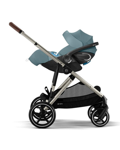 Cybex Gazelle S Stroller-Converts to Double Stroller-Height Adjustable Parent Handle Bar-Reversible & Flat Reclining Seat-With Free Extra Storage Basket-2 Years Warranty-For 0 to 4Y (Upto 22 Kg)-Taupe Frame & Stormy Blue Seat