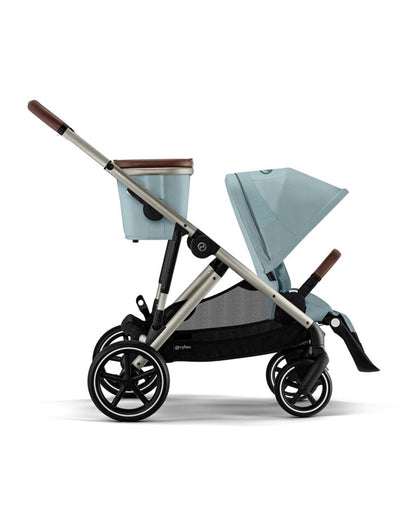 Cybex Gazelle S Stroller-Converts to Double Stroller-Height Adjustable Parent Handle Bar-Reversible & Flat Reclining Seat-With Free Extra Storage Basket-2 Years Warranty-For 0 to 4Y (Upto 22 Kg)-Taupe Frame & Stormy Blue Seat