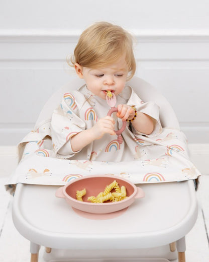 Bibado Short Sleeve Coverall Weaning Bib-Stain & Waterproof with Adjustable Straps-Fairytale-For Infants