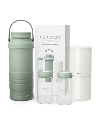 Momcozy Portable Baby Bottle Cooler-24 Hour Ice-Free Cooling with 2 Separate Storage Bottles-22oz Large Capacity & Travel-Friendly