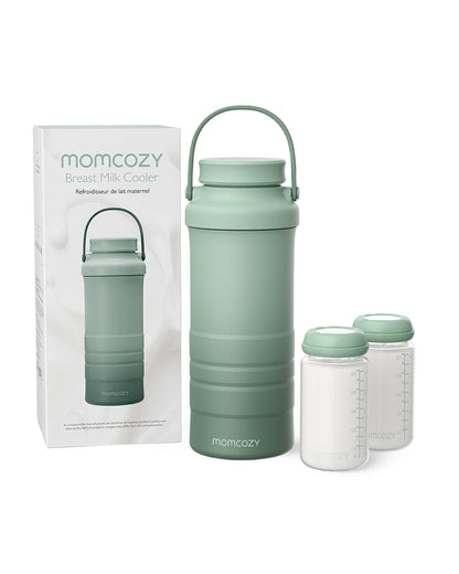 Momcozy Portable Baby Bottle Cooler-24 Hour Ice-Free Cooling with 2 Separate Storage Bottles-22oz Large Capacity & Travel-Friendly