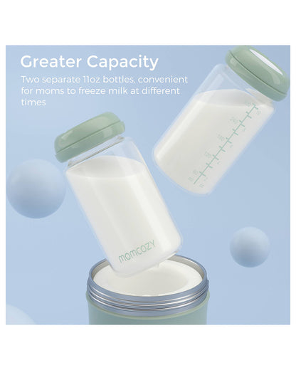 Momcozy Portable Baby Bottle Cooler-24 Hour Ice-Free Cooling with 2 Separate Storage Bottles-22oz Large Capacity & Travel-Friendly