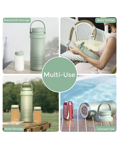 Momcozy Portable Baby Bottle Cooler-24 Hour Ice-Free Cooling with 2 Separate Storage Bottles-22oz Large Capacity & Travel-Friendly