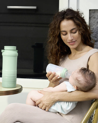 Momcozy Portable Baby Bottle Cooler-24 Hour Ice-Free Cooling with 2 Separate Storage Bottles-22oz Large Capacity & Travel-Friendly