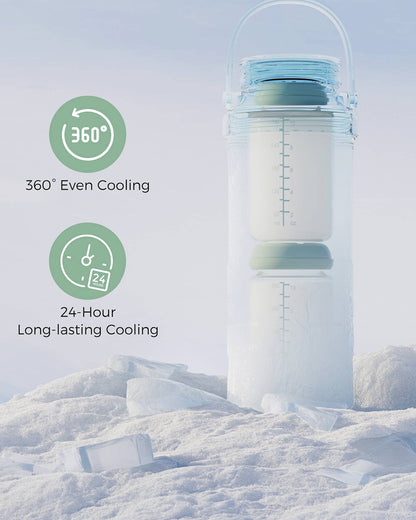 Momcozy Portable Baby Bottle Cooler-24 Hour Ice-Free Cooling with 2 Separate Storage Bottles-22oz Large Capacity & Travel-Friendly
