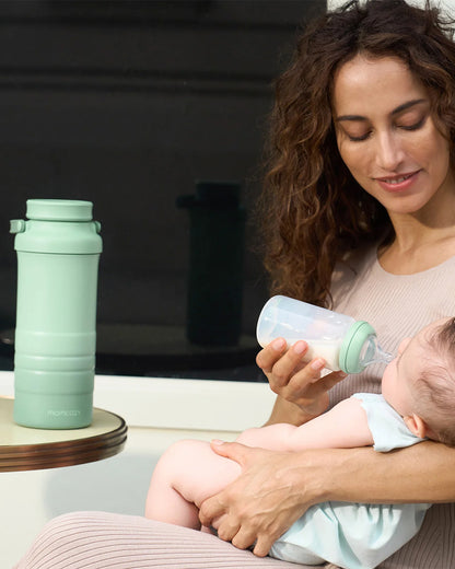 Momcozy Portable Baby Bottle Cooler-24 Hour Ice-Free Cooling with 2 Separate Storage Bottles-22oz Large Capacity & Travel-Friendly