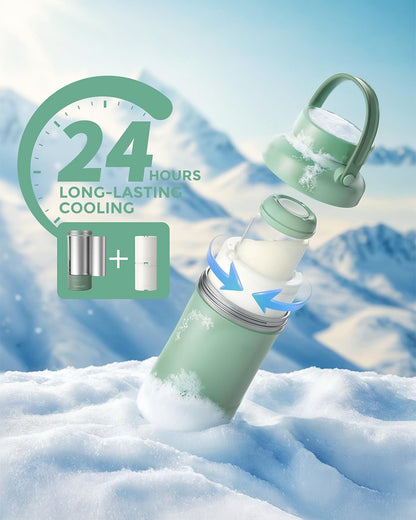 Momcozy Portable Baby Bottle Cooler-24 Hour Ice-Free Cooling with 2 Separate Storage Bottles-22oz Large Capacity & Travel-Friendly