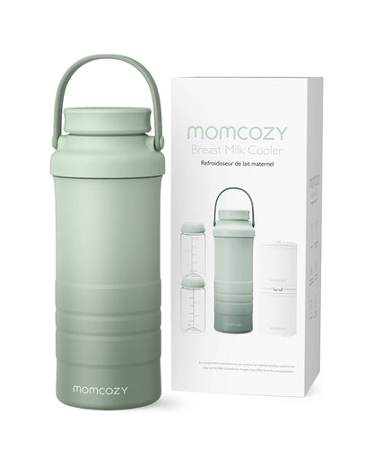 Momcozy Portable Baby Bottle Cooler-24 Hour Ice-Free Cooling with 2 Separate Storage Bottles-22oz Large Capacity & Travel-Friendly