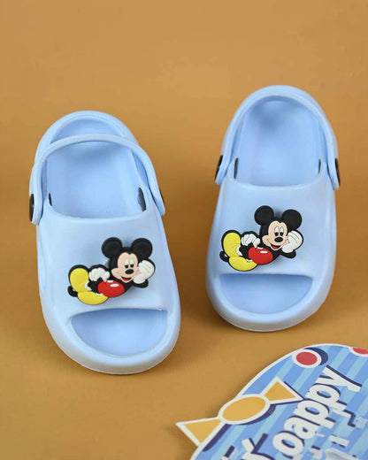 Yellow Bee Light Blue Disney Mickey Mouse Sandals-Rotating Charm-For Infants