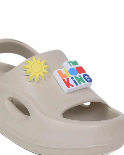 Yellow Bee Beige Simba Sandals-Sun & Logo Charm-For Infants
