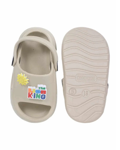 Yellow Bee Beige Simba Sandals-Sun & Logo Charm-For Infants