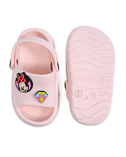 Yellow Bee Pink Disney Minnie Mouse Sandals-Gem & Heart Charms-For Infants