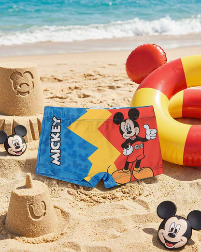 Yellow Bee Multicolor Swimming Shorts-Mickey Mouse Graphic Print-Polyester-For Infants