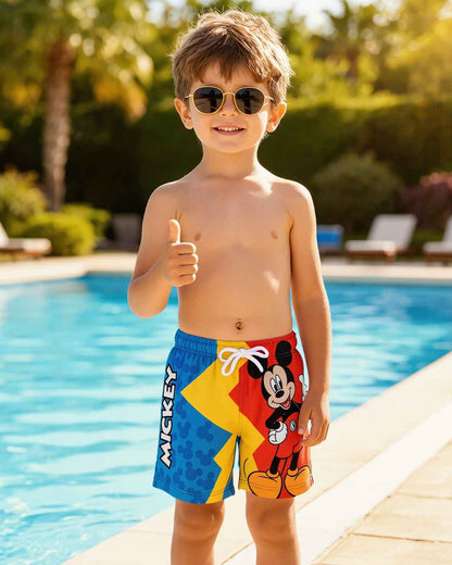 Yellow Bee Multicolor Swimming Shorts-Mickey Mouse Graphic Print-Polyester-For Infants