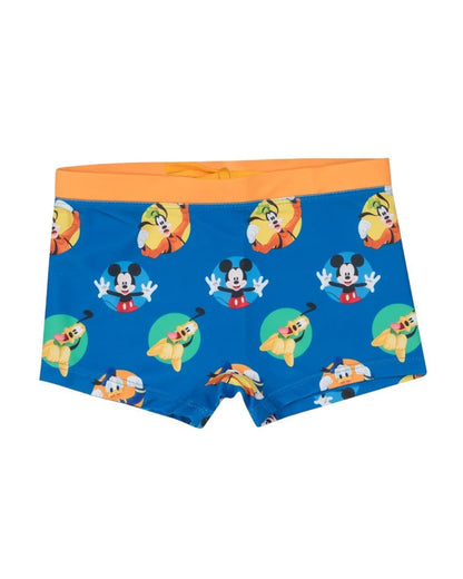 Yellow Bee Blue Swimming Shorts-Mickey & Donald Duck Graphic Print-Polyester-For Infants