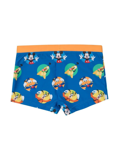 Yellow Bee Blue Swimming Shorts-Mickey & Donald Duck Graphic Print-Polyester-For Infants
