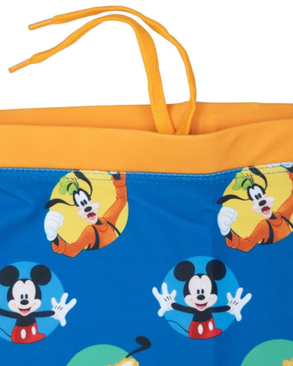 Yellow Bee Blue Swimming Shorts-Mickey & Donald Duck Graphic Print-Polyester-For Infants