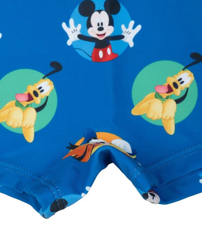 Yellow Bee Blue Swimming Shorts-Mickey & Donald Duck Graphic Print-Polyester-For Infants