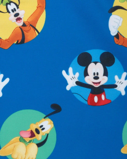Yellow Bee Blue Swimming Shorts-Mickey & Donald Duck Graphic Print-Polyester-For Infants