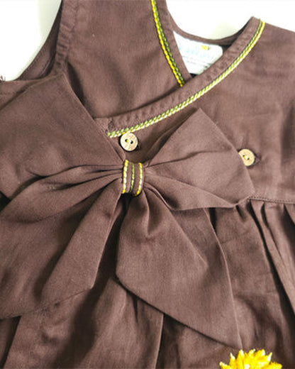 Keebee Brown Kimono Frocks-Embroidered-Organic Cotton-For Infants