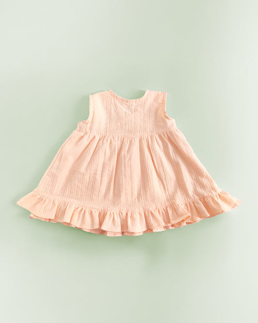 Keebee Peach Kimono Frocks-Embroidered-Organic Cotton-For Infants