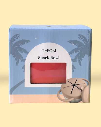 Theoni Stainless Steel Snack Cup with Removable Silicone Food Catcher & Travel Lid-Spill-Proof & Dishwasher Safe-Red-300ml